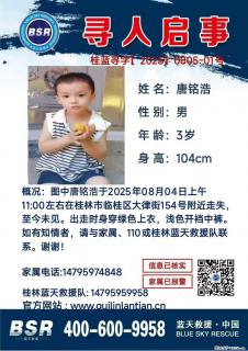 【寻人启事】图中唐铭浩于2025年08月04日上午11:00左右在桂林市临桂区大律街154号附近走失 - 临沂28生活网 linyi.28life.net